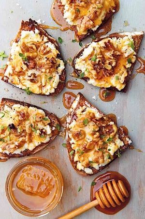 Goat Cheese Toasts with Walnuts and Thyme
