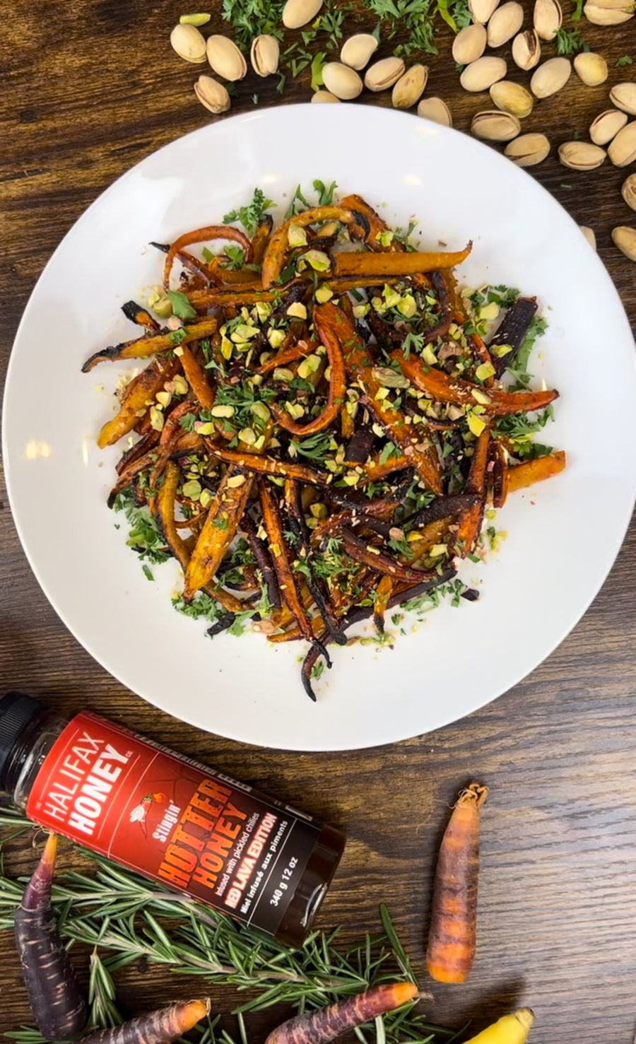Sweet & Spicy Carrots with Pistachio