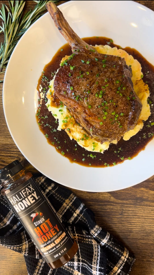 Hot Honey Bourbon Glazed Veal Chop