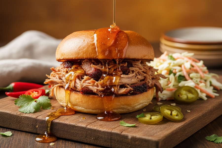 Hot Honey Pulled Pork Sandwich